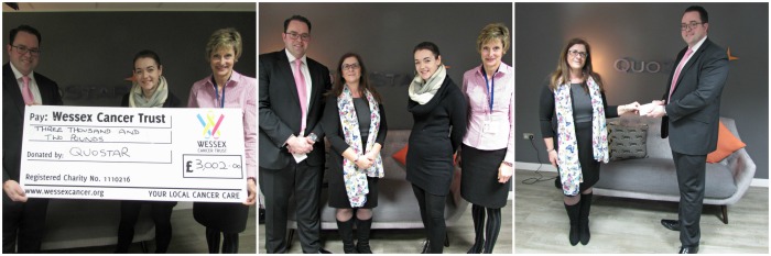 James Stelfox with representatives from the Roundtable Children's Wish and Wessex Cancer Trust charities