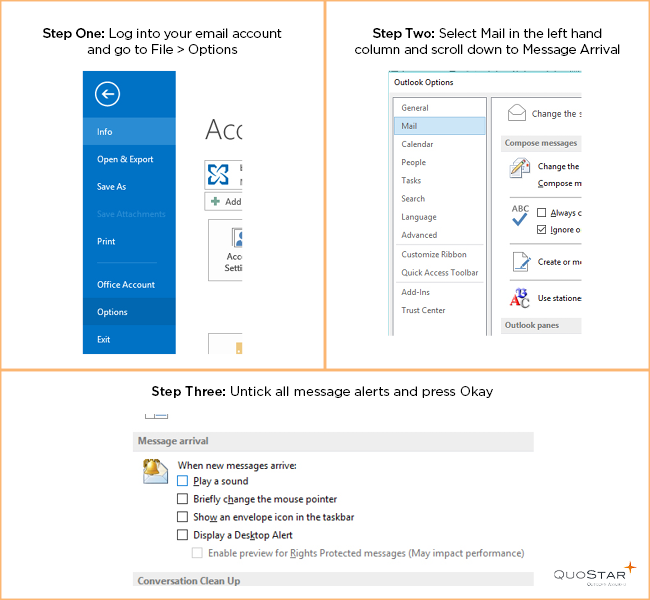 Organise your email inbox by turning off new email alerts