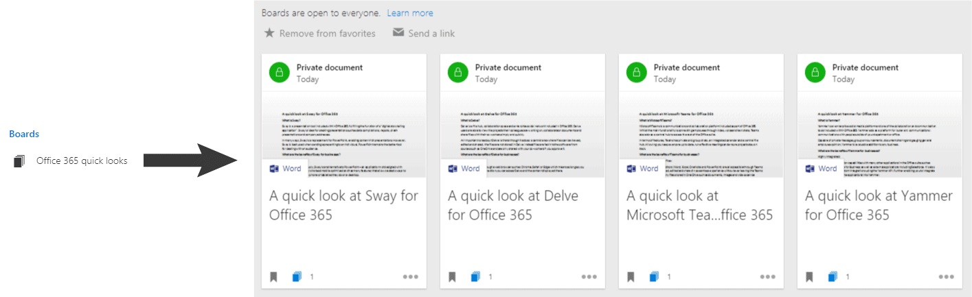 An example of a board containing some files