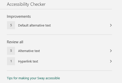The Sway accessibility checker