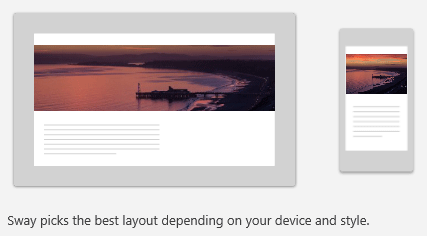 The Sway mobile preview for images showing a desktop and mobile preview