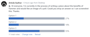 A Yammer poll